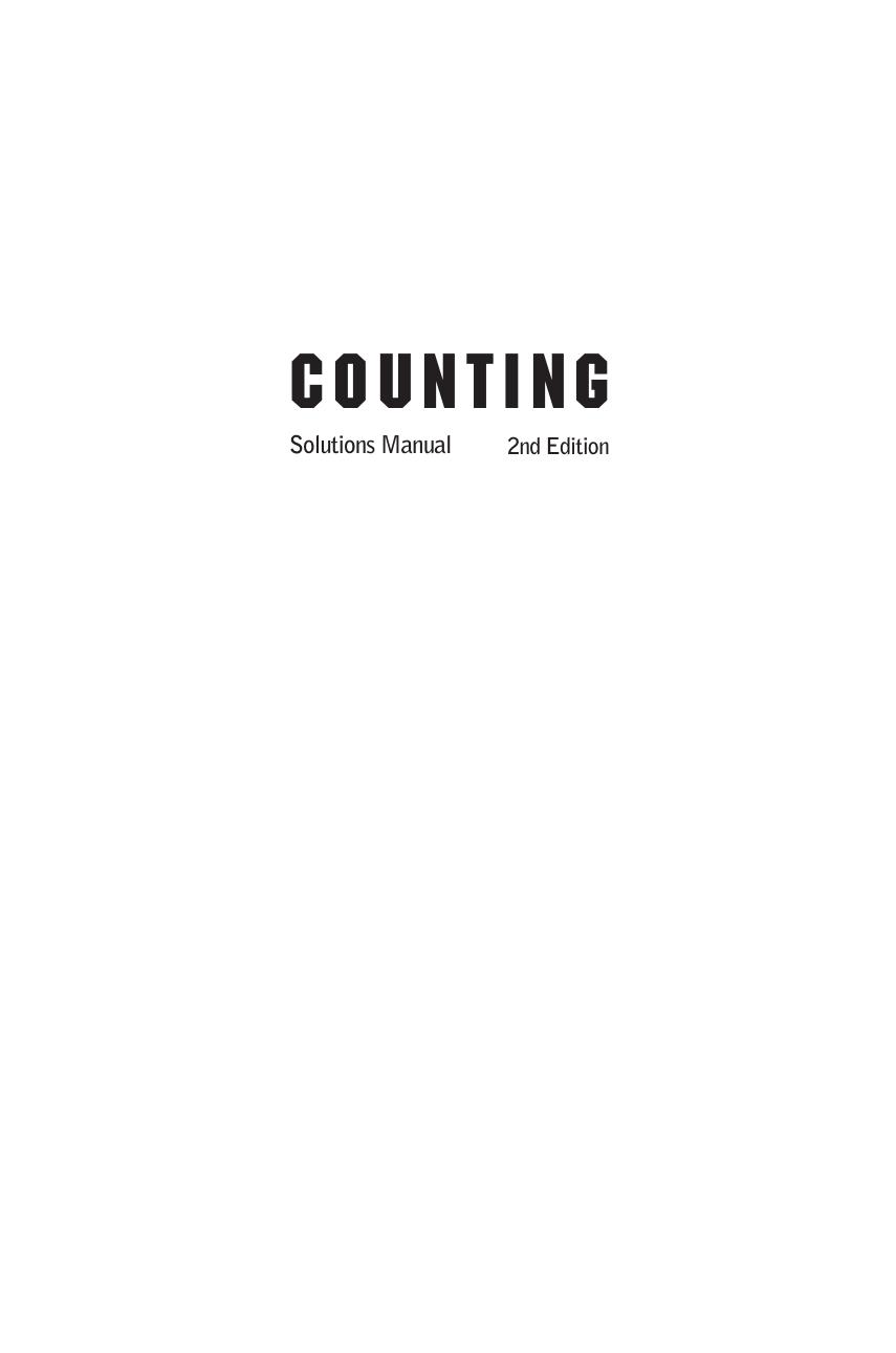 Counting: Solutions Manual by Khee Meng Koh Eng Guan Tay