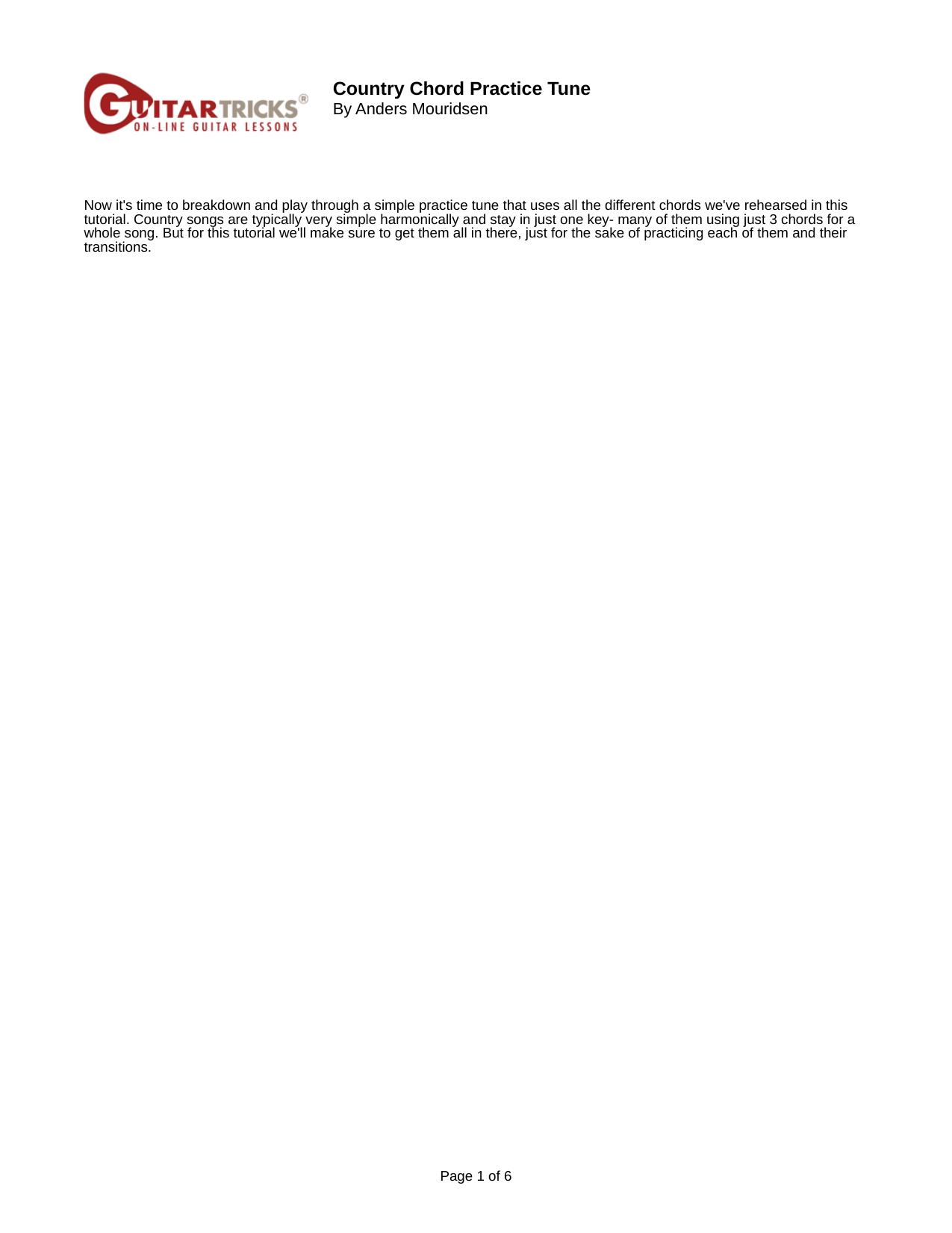 Country Chord Practice Tune by Guitar Tricks