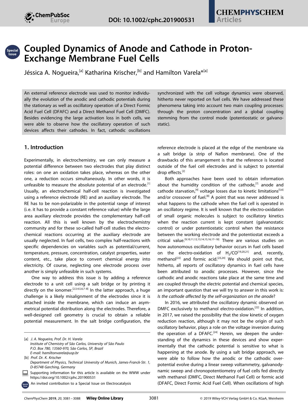 Coupled Dynamics of Anode and Cathode in ProtonâExchange Membrane Fuel Cells by Unknown