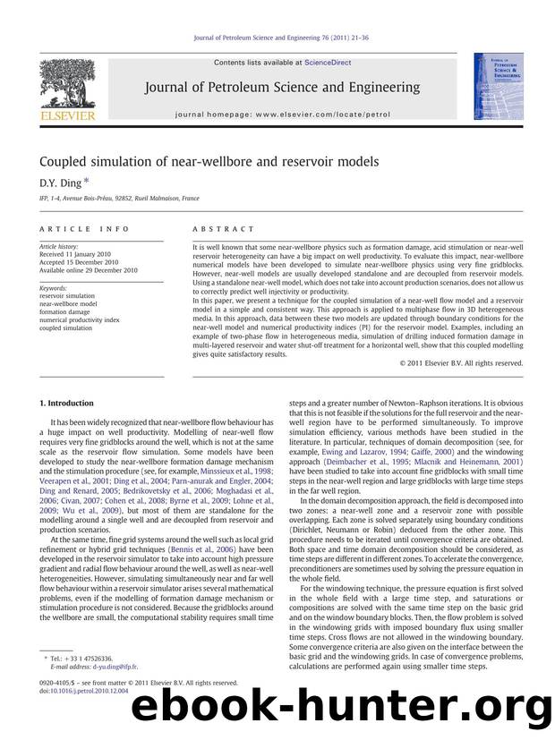 Coupled simulation of near-wellbore and reservoir models by D.Y. Ding