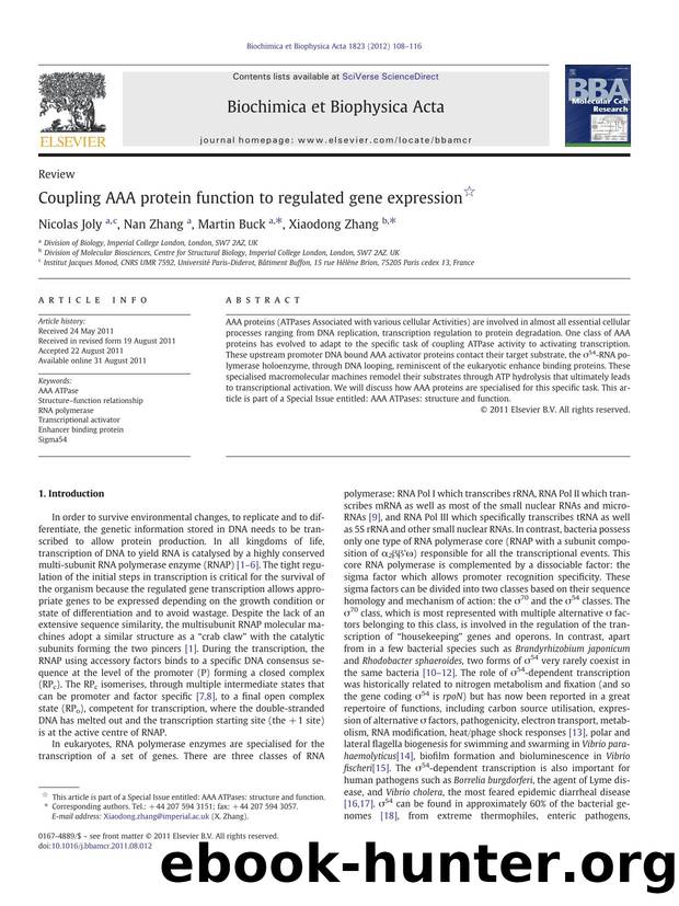 Coupling AAA protein function to regulated gene expression by Nicolas Joly & Nan Zhang & Martin Buck & Xiaodong Zhang
