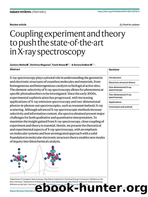 Coupling experiment and theory to push the state-of-the-art in X-ray spectroscopy by Zachary Mathe & Dimitrios Maganas & Frank Neese & Serena DeBeer