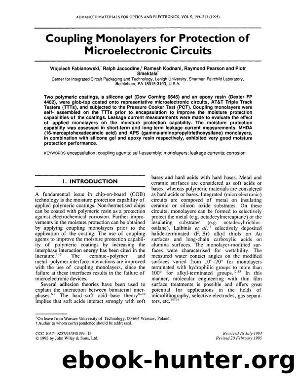 Coupling monolayers for protection of microelectronic circuits by Unknown
