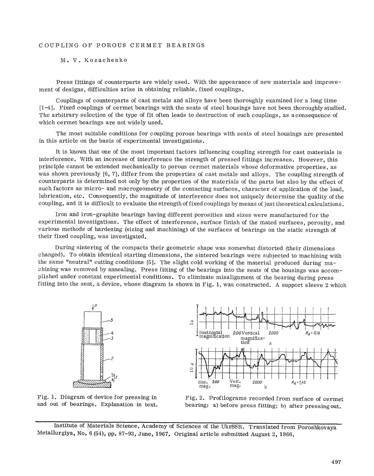 Coupling of porous cermet bearings by Unknown