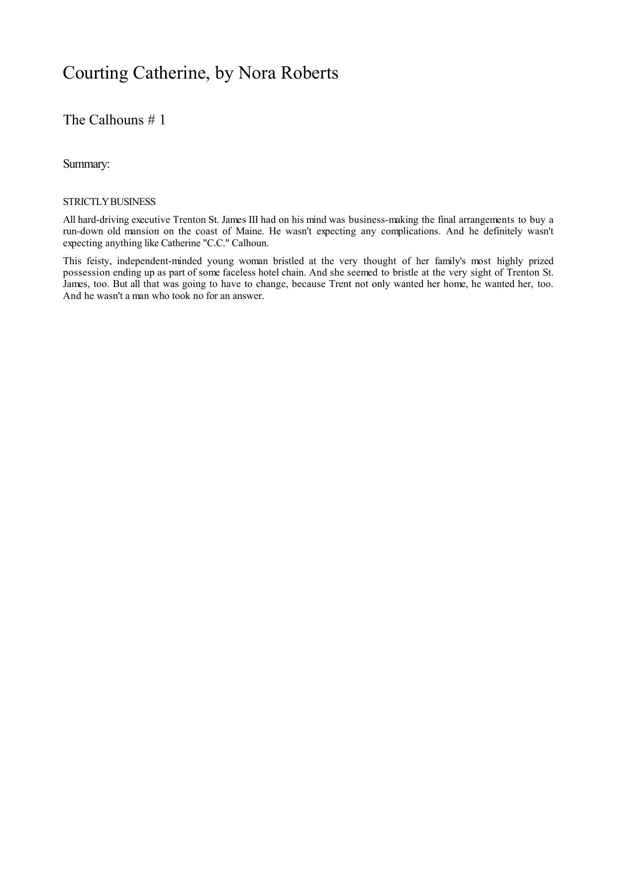 Courting Catherine (Calhoun Women, Book 1) by Nora Roberts