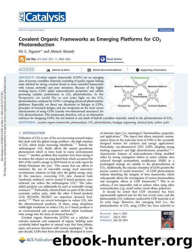 Covalent Organic Frameworks as Emerging Platforms for CO2 Photoreduction by Ha L. Nguyen & Ahmed Alzamly