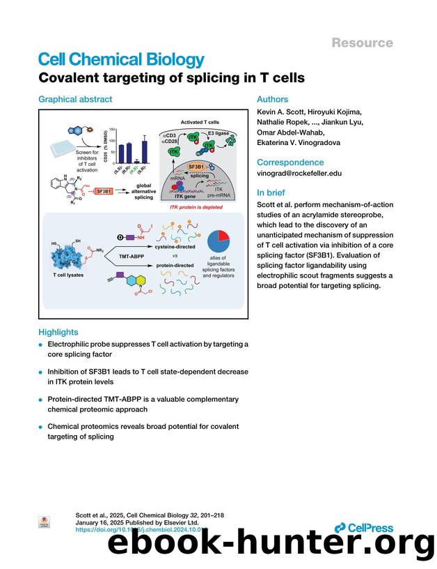 Covalent targeting of splicing in T&nbsp;cells by unknow