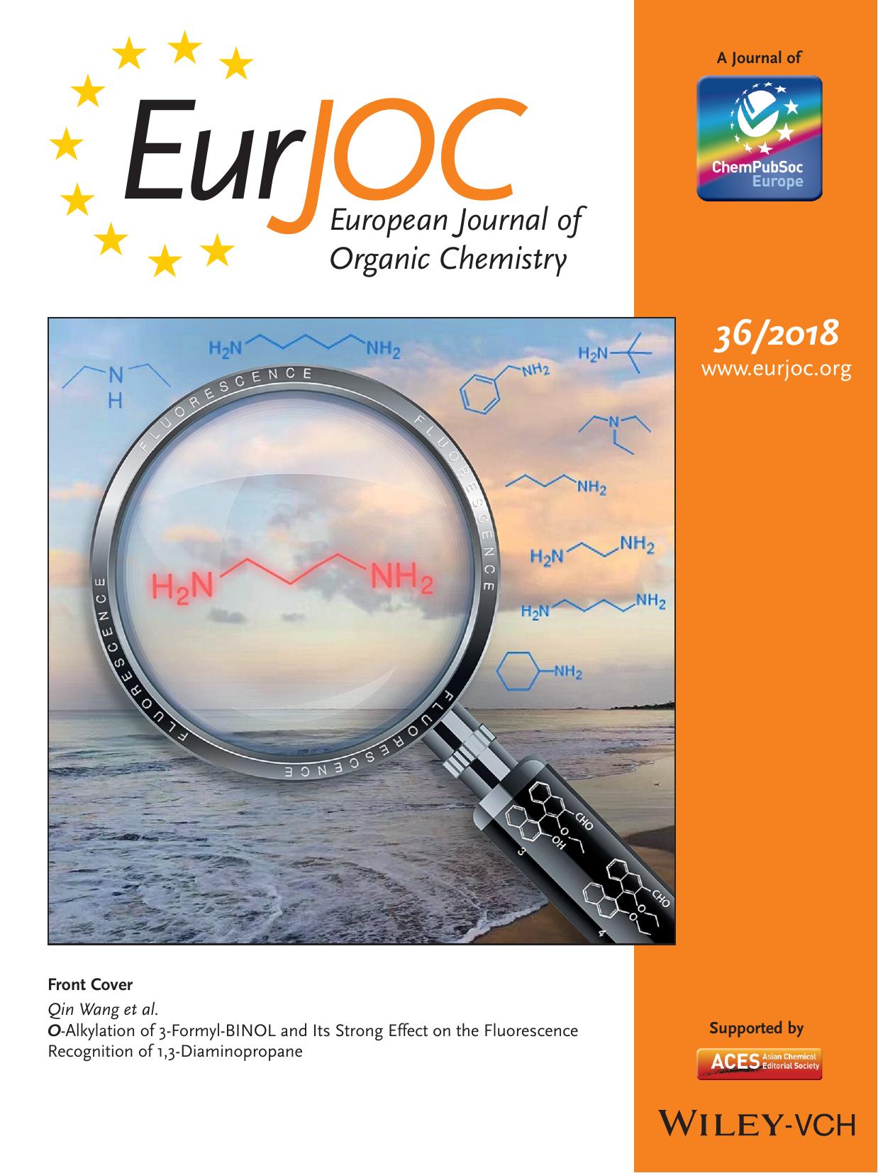 Cover Feature: <i>O<i>&#x02010;Alkylation of 3&#x02010;Formyl&#x02010;BINOL and Its Strong Effect on the Fluorescence Recognition of 1,3&#x02010;Diaminopropane (Eur. J. Org. Chem. 362018) by Unknown