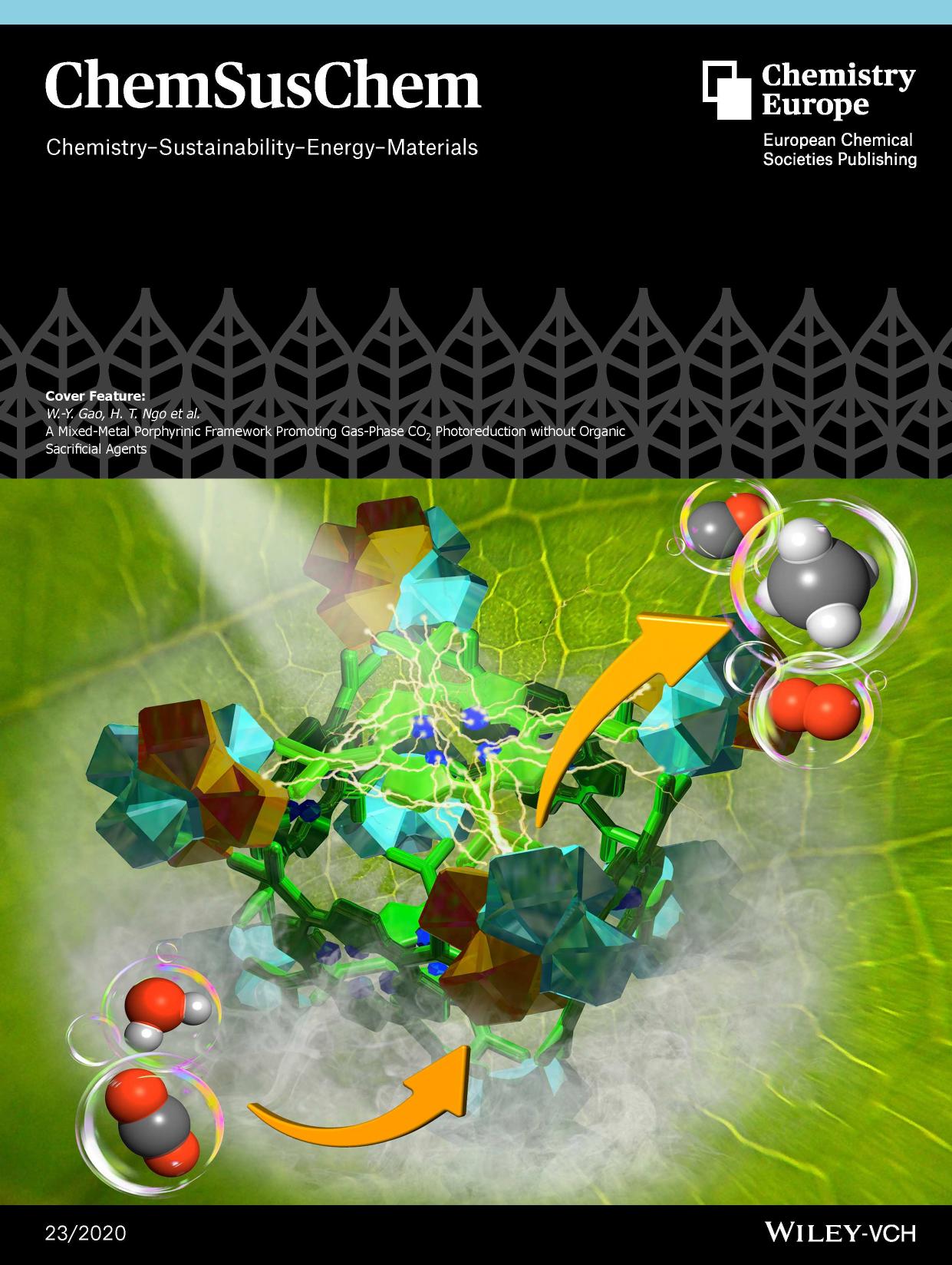 Cover Feature: A MixedâMetal Porphyrinic Framework Promoting GasâPhase CO2 Photoreduction without Organic Sacrificial Agents (ChemSusChem 232020) by Unknown