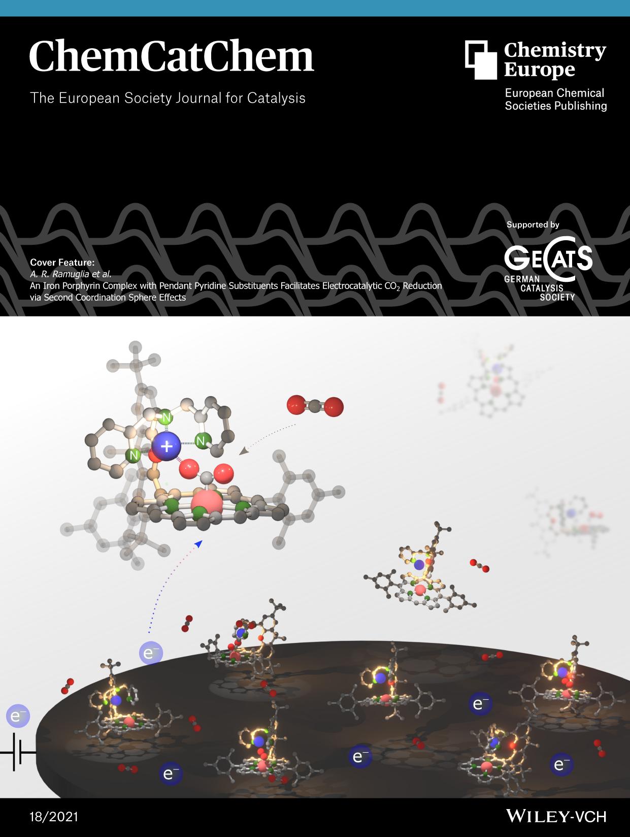 Cover Feature: An Iron Porphyrin Complex with Pendant Pyridine Substituents Facilitates Electrocatalytic CO2 Reduction via Second Coordination Sphere Effects (ChemCatChem 182021) by Unknown