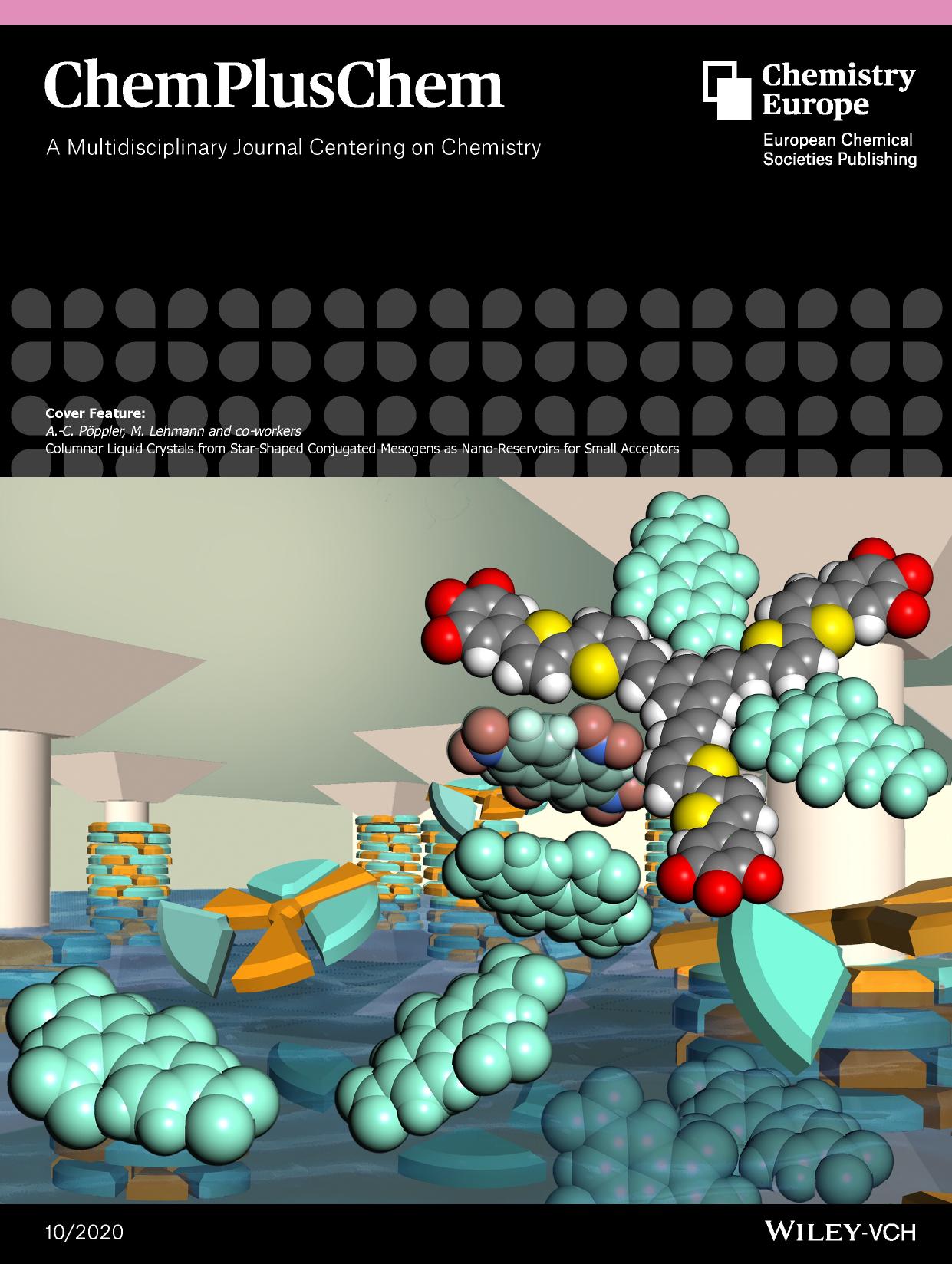 Cover Feature: Columnar Liquid Crystals from StarâShaped Conjugated Mesogens as NanoâReservoirs for Small Acceptors (ChemPlusChem 102020) by Unknown
