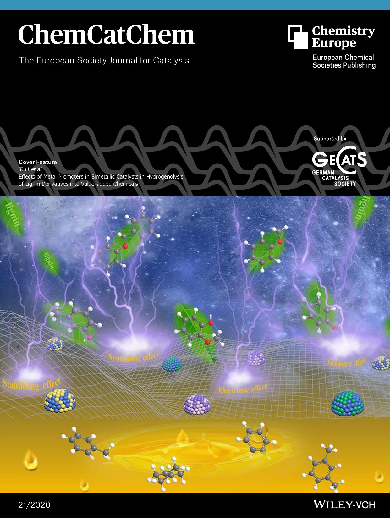 Cover Feature: Effects of metal promoters in bimetallic catalysts in hydrogenolysis of lignin derivatives into valueâadded chemicals (ChemCatChem 212020) by Unknown