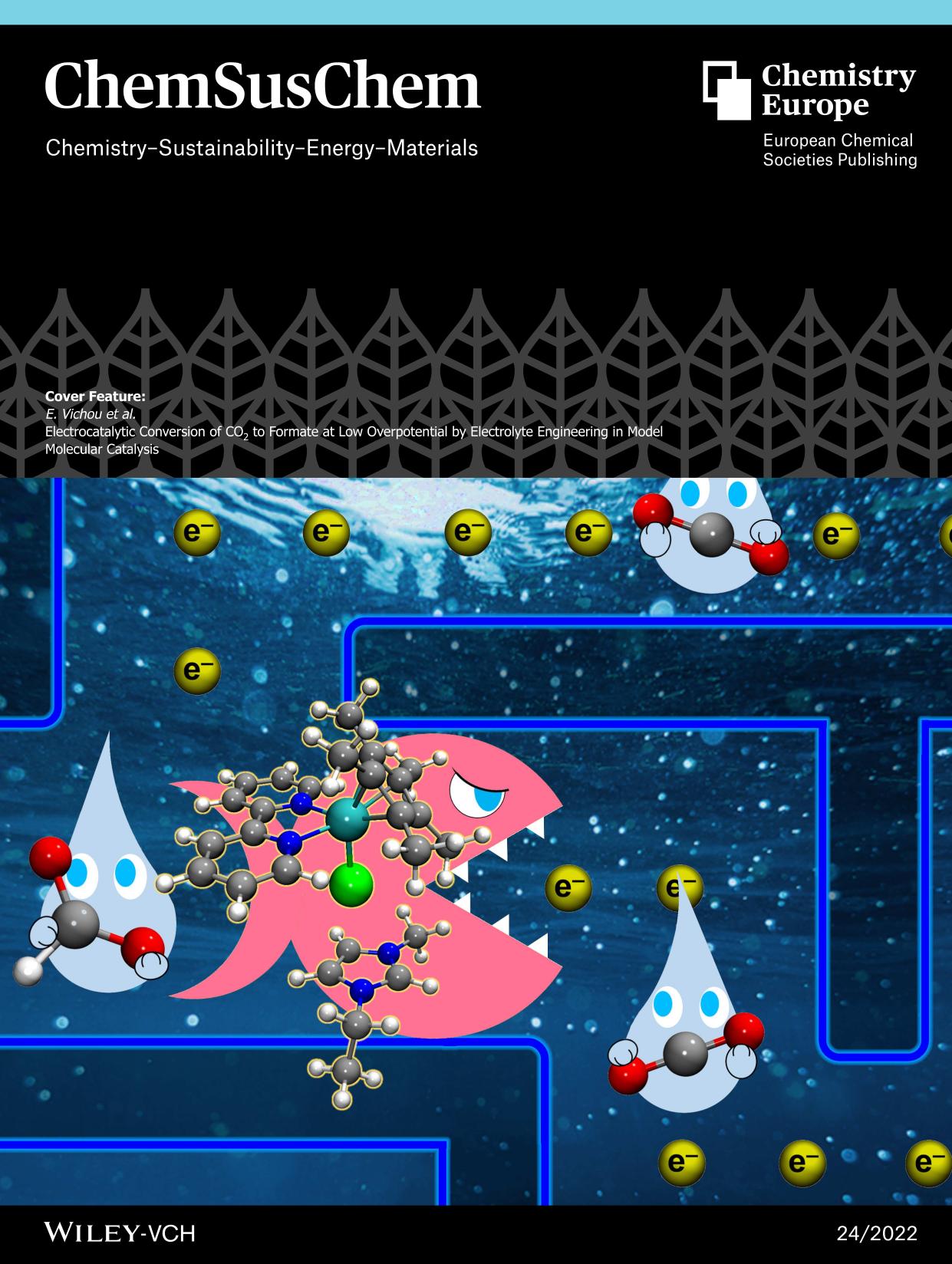 Cover Feature: Electrocatalytic Conversion of CO2 to Formate at Low Overpotential by Electrolyte Engineering in Model Molecular Catalysis (ChemSusChem 242022) by Unknown