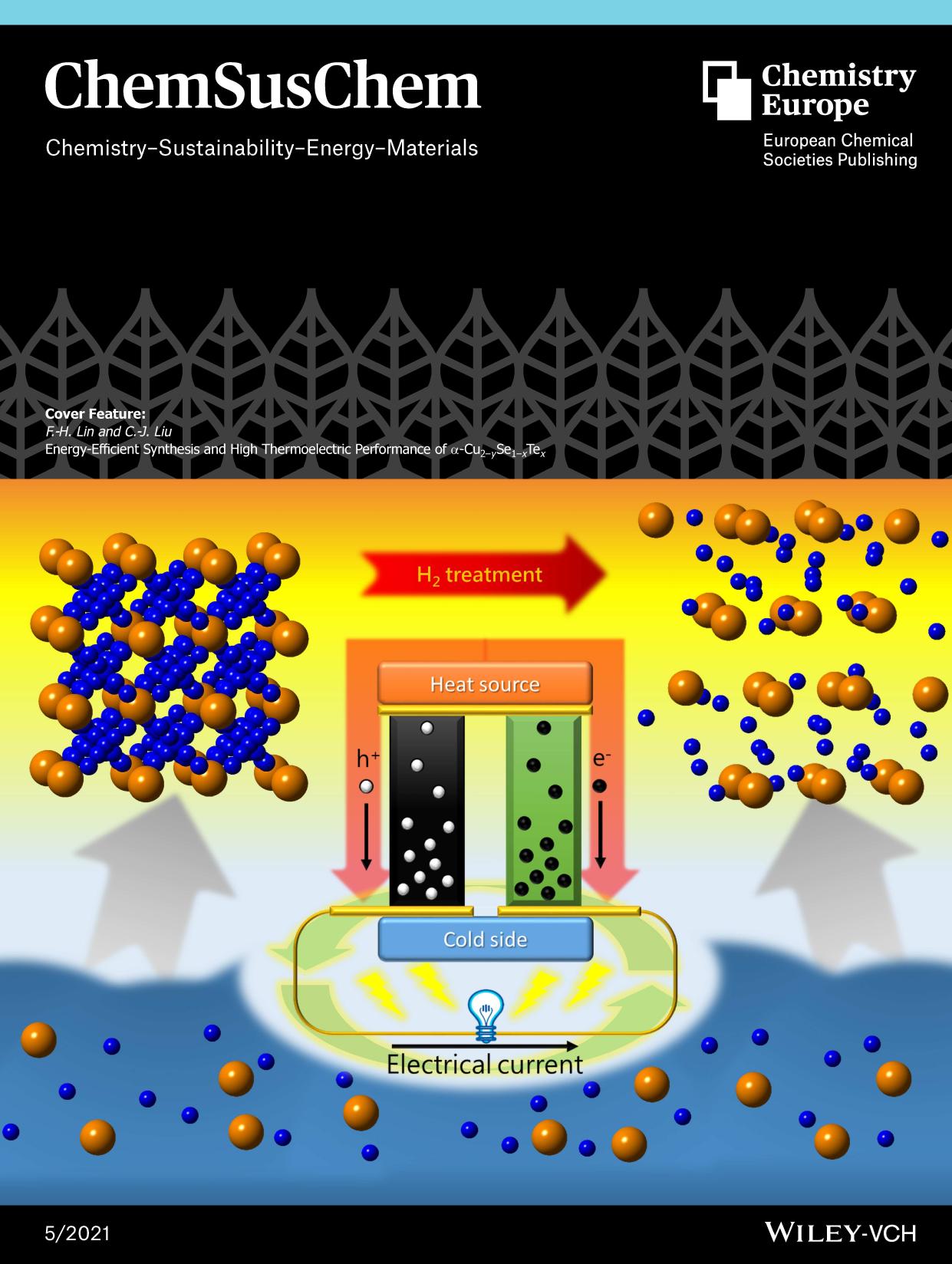 Cover Feature: EnergyâEfficient Synthesis and High Thermoelectric Performance of Î±âCu2âySe1âxTex (ChemSusChem 52021) by Unknown