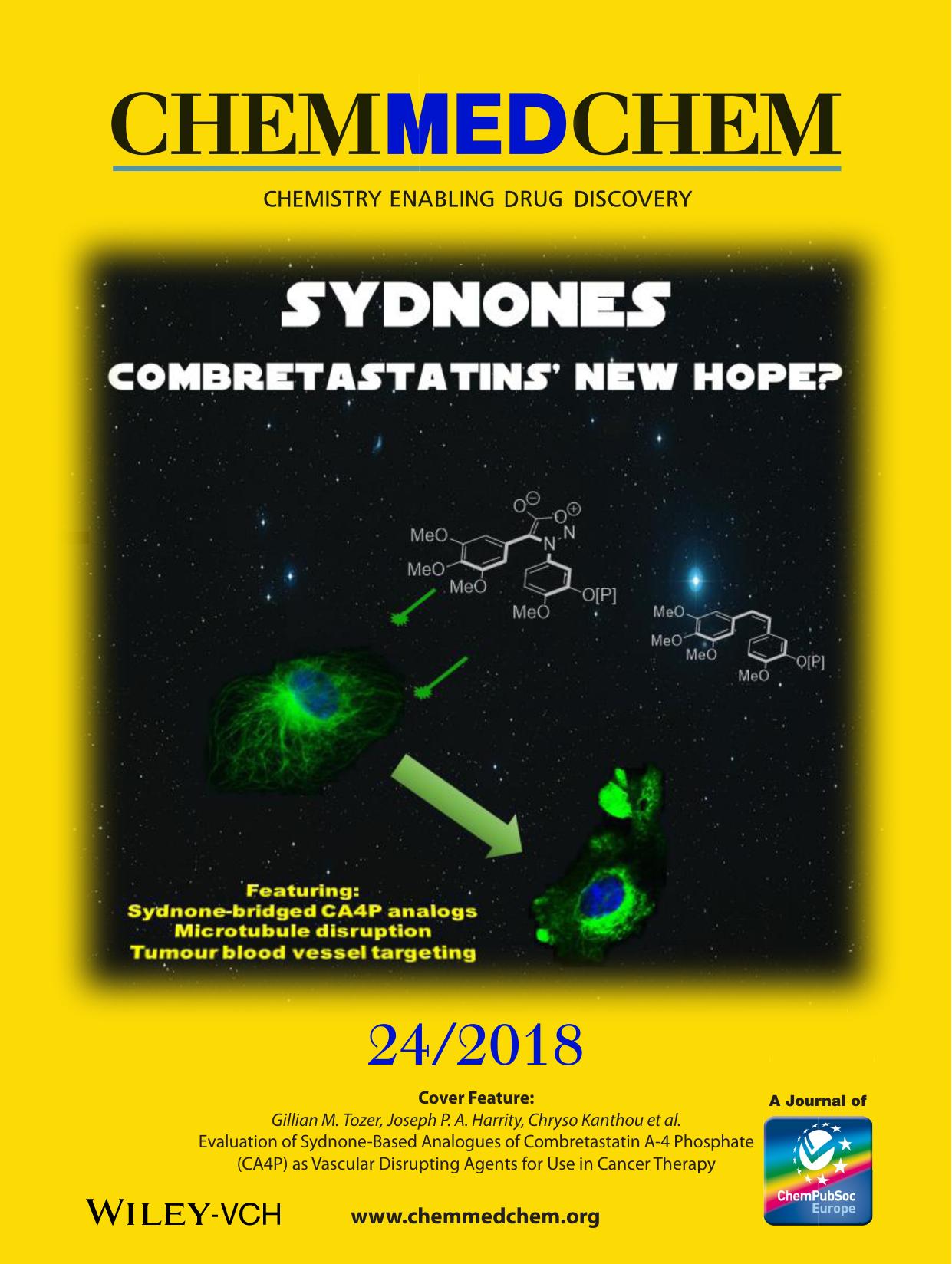Cover Feature: Evaluation of SydnoneâBased Analogues of Combretastatin Aâ4 Phosphate (CA4P) as Vascular Disrupting Agents for Use in Cancer Therapy (ChemMedChem 242018) by Unknown