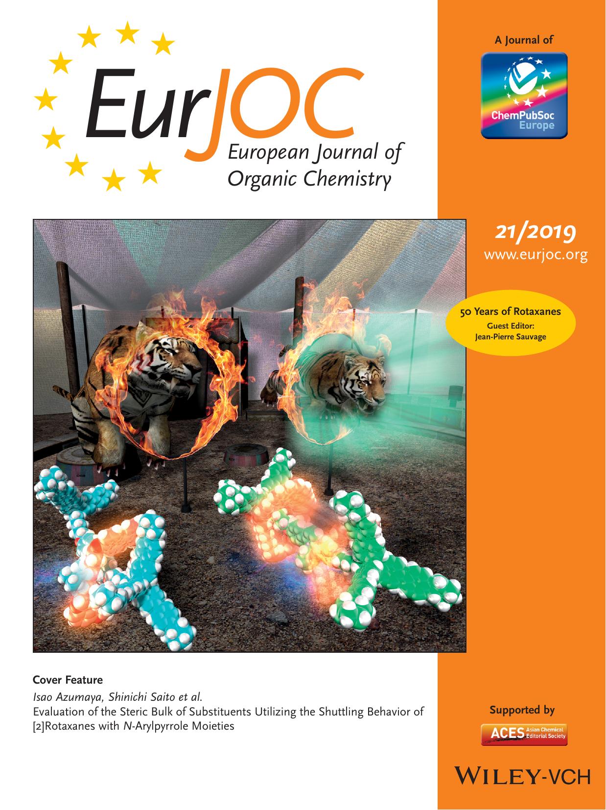 Cover Feature: Evaluation of the Steric Bulk of Substituents Utilizing the Shuttling Behavior of [2]Rotaxanes with <i>N<i>‐Arylpyrrole Moieties (Eur. J. Org. Chem. 212019) by Unknown