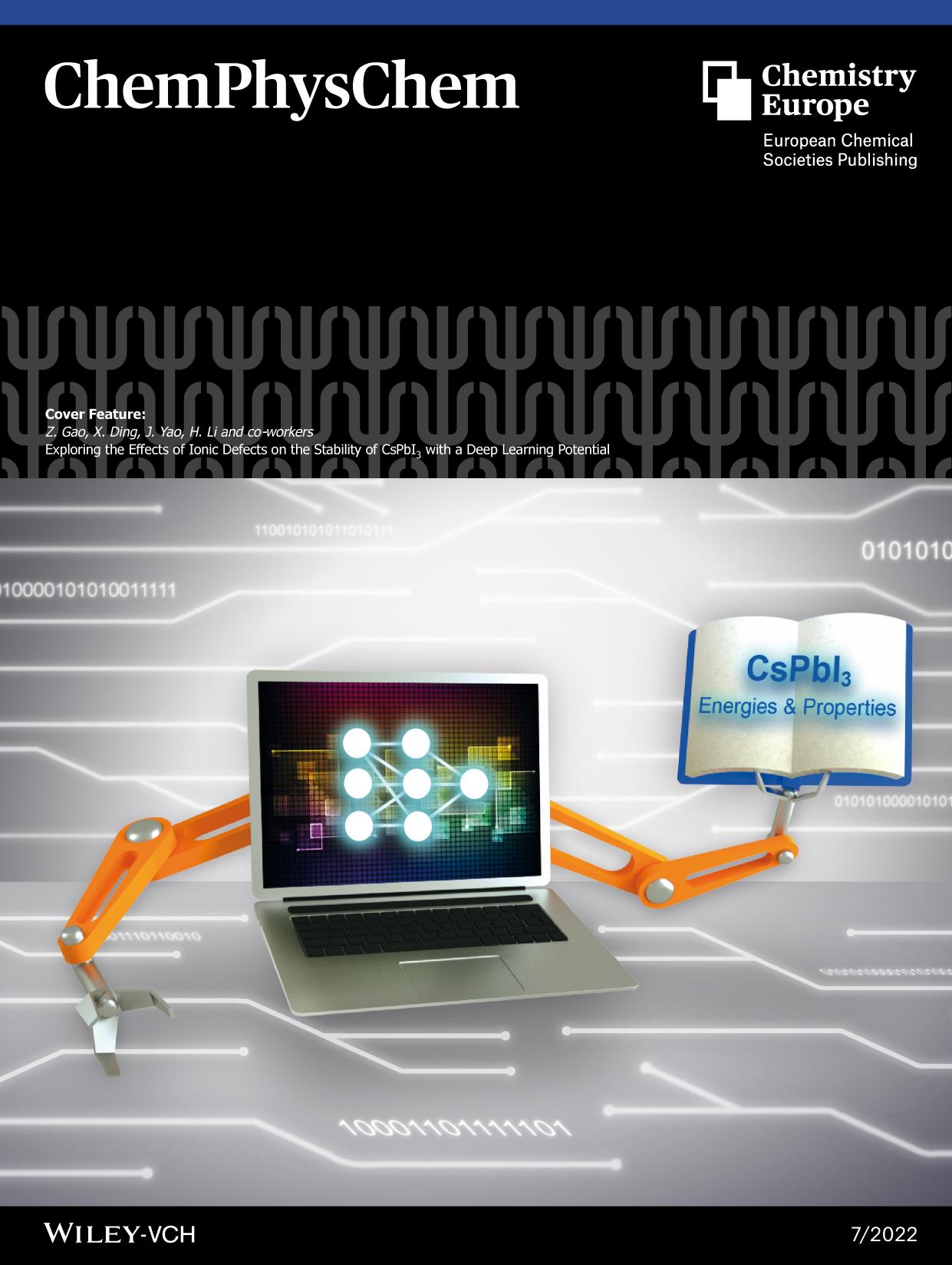 Cover Feature: Exploring the Effects of Ionic Defects on the Stability of CsPbI3 with a Deep Learning Potential (ChemPhysChem 72022) by Unknown