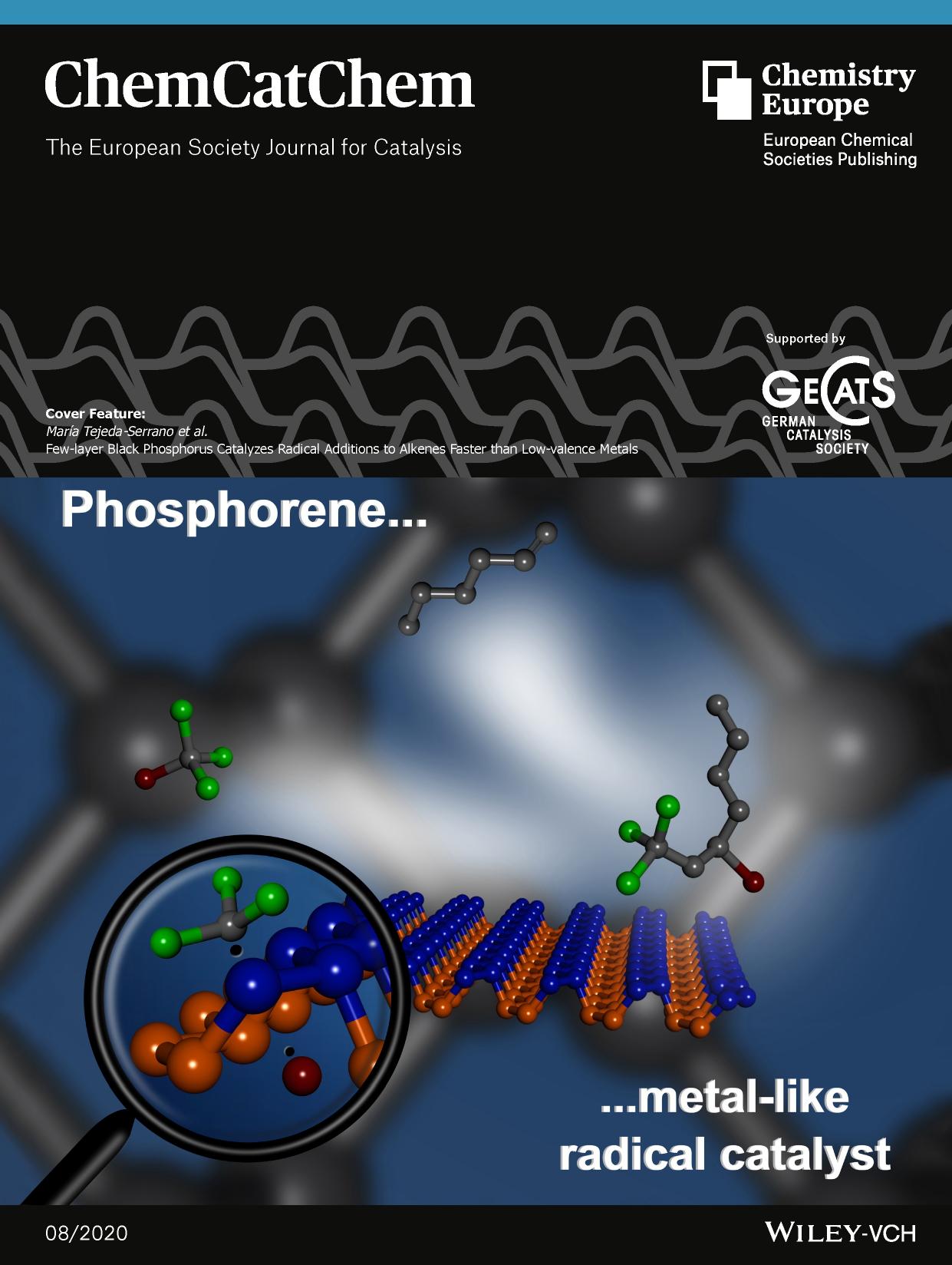 Cover Feature: Fewâlayer Black Phosphorous Catalyzes Radical Additions to Alkenes Faster than Lowâvalence Metals (ChemCatChem 82020) by Unknown