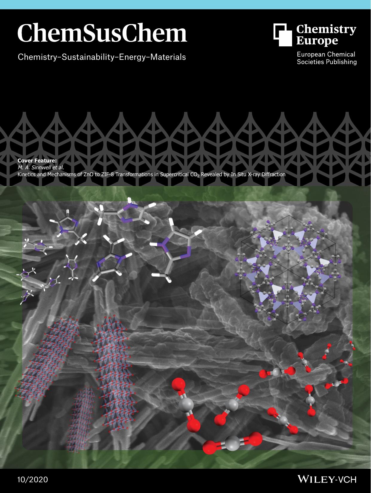 Cover Feature: Kinetics and Mechanisms of ZnO to ZIFâ8 Transformations in Supercritical CO2 Revealed by InâSitu Xâray Diffraction (ChemSusChem 102020) by Unknown