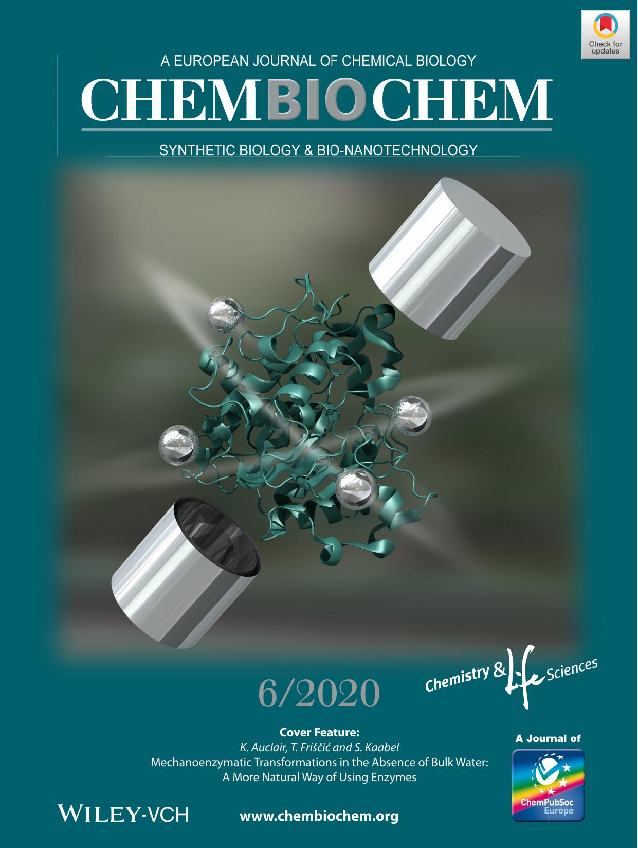 Cover Feature: Mechanoenzymatic Transformations in the Absence of Bulk Water: A More Natural Way of Using Enzymes (ChemBioChem 62020) by Unknown