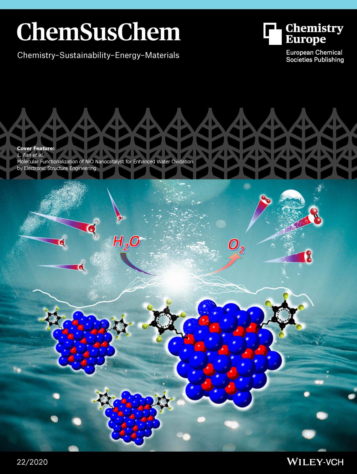 Cover Feature: Molecular Functionalization of NiO Nanocatalyst for Enhanced Water Oxidation by Electronic Structure Engineering (ChemSusChem 222020) by Unknown