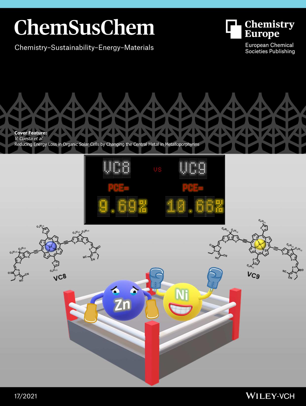 Cover Feature: Reducing Energy Loss in Organic Solar Cells by Changing the Central Metal in Metalloporphyrins (ChemSusChem 172021) by Unknown