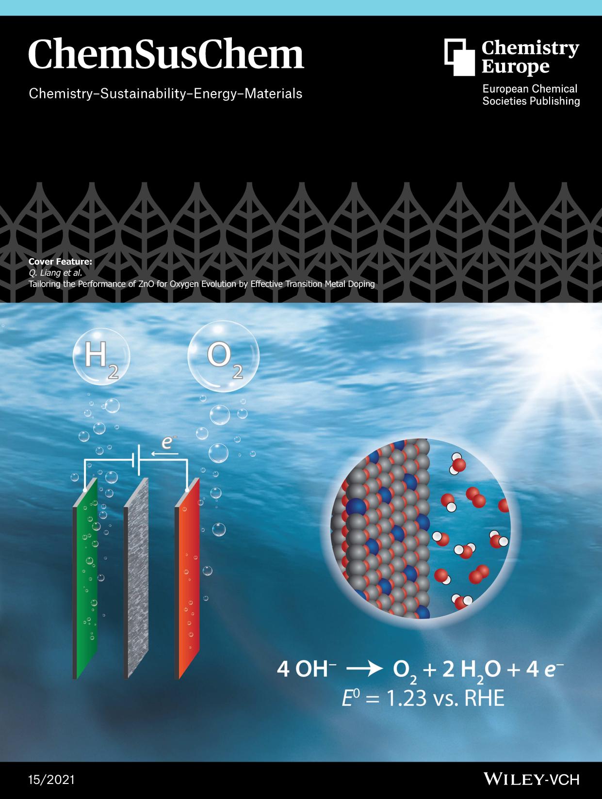 Cover Feature: Tailoring the Performance of ZnO for Oxygen Evolution by Effective Transition Metal Doping (ChemSusChem 152021) by Unknown