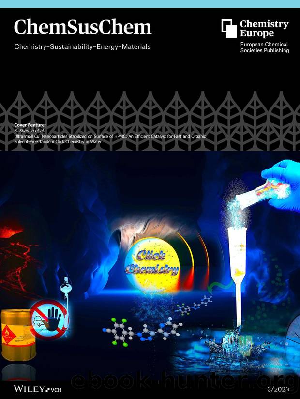 Cover Feature: Ultrasmall CuI Nanoparticles Stabilized on Surface of HPMC: An Efficient Catalyst for Fast and Organic SolventâFree Tandem Click Chemistry in Water (ChemSusChem 32023) by Unknown