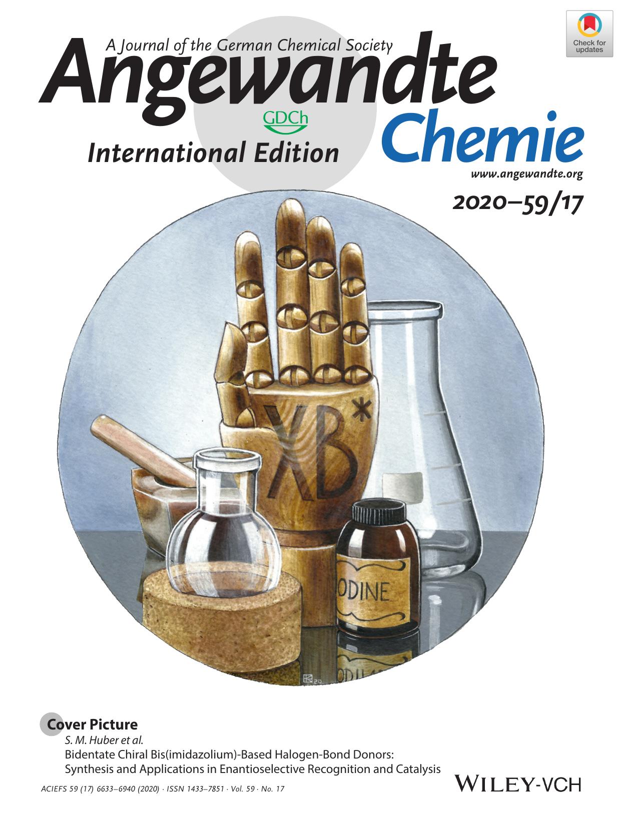 Cover Picture: Bidentate Chiral Bis(imidazolium)âBased HalogenâBond Donors: Synthesis and Applications in Enantioselective Recognition and Catalysis (Angew. Chem. Int. Ed. 172020) by Unknown