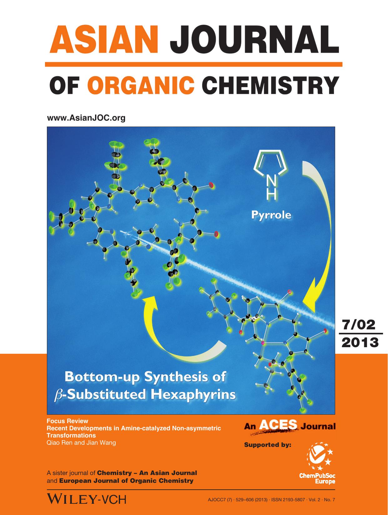 Cover Picture: BottomUp Synthesis of Bis(triisopropylsilyl)ethynyl Hexaphyrin Bearing an Unsubstituted mesoCarbon (Asian J. Org. Chem. 72013) by Unknown
