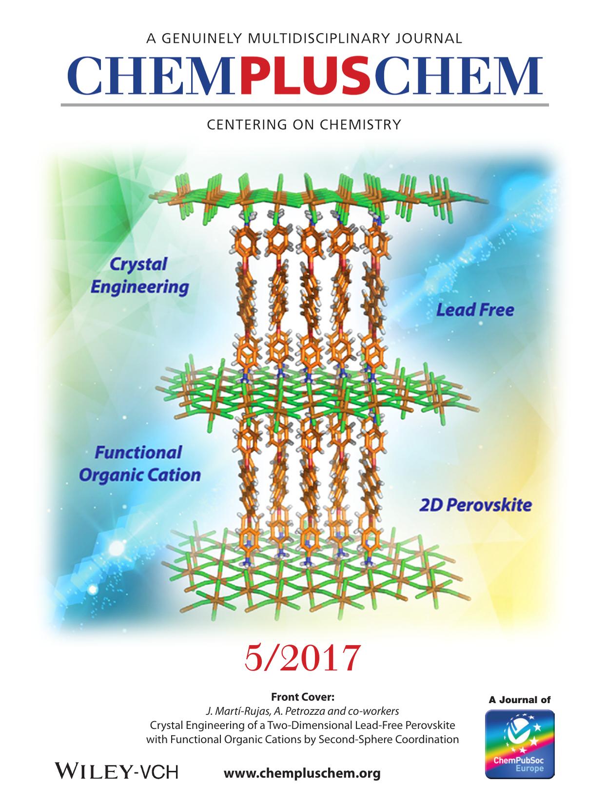 Cover Picture: Crystal Engineering of a TwoâDimensional LeadâFree Perovskite with Functional Organic Cations by SecondâSphere Coordination (ChemPlusChem 52017) by Unknown