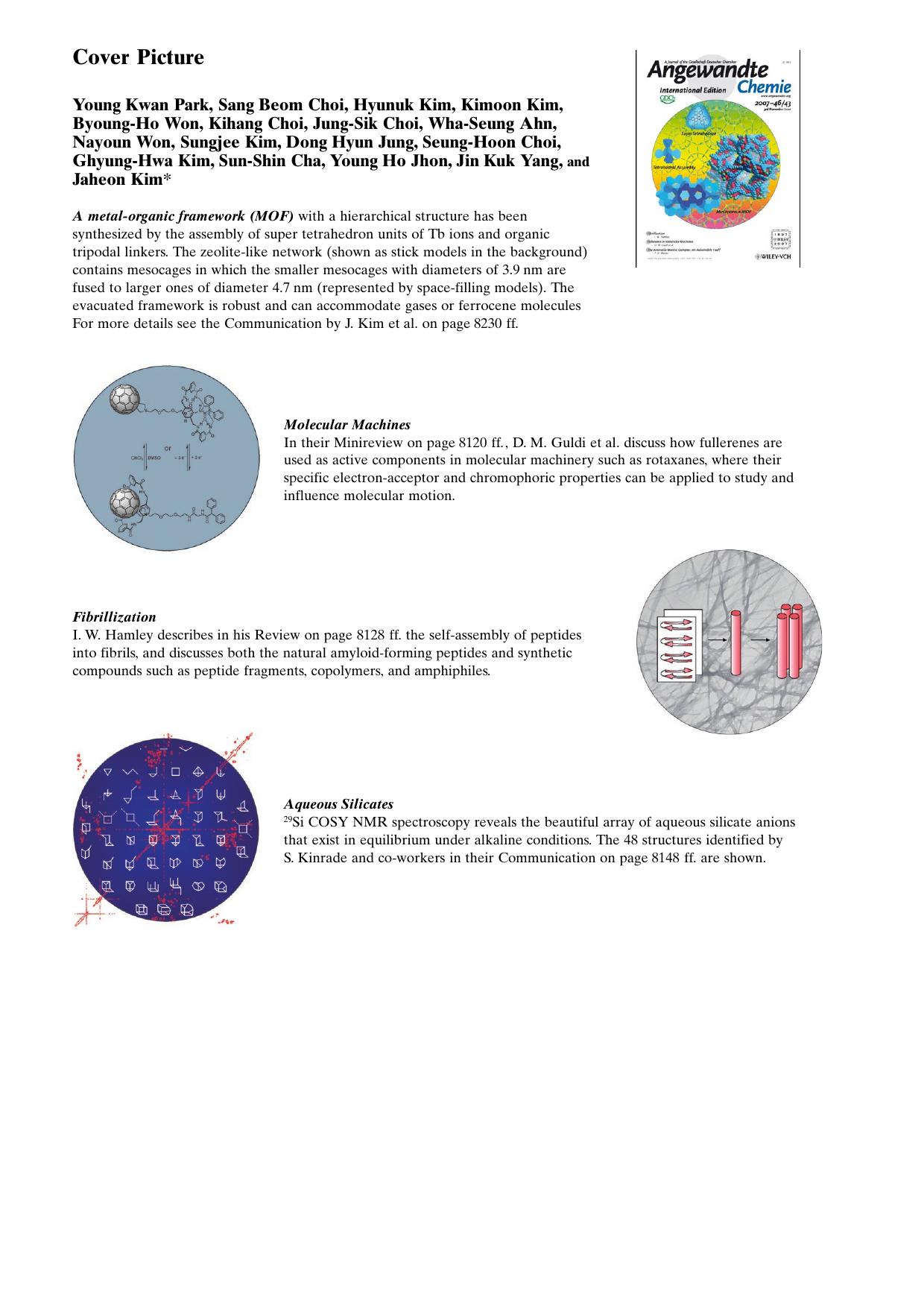 Cover Picture: Crystal Structure and Guest Uptake of a Mesoporous Metal-Organic Framework Containing Cages of 3.9 and 4.7[emsp14]nm in Diameter (Angew. Chem. Int. Ed. 432007) by Unknown