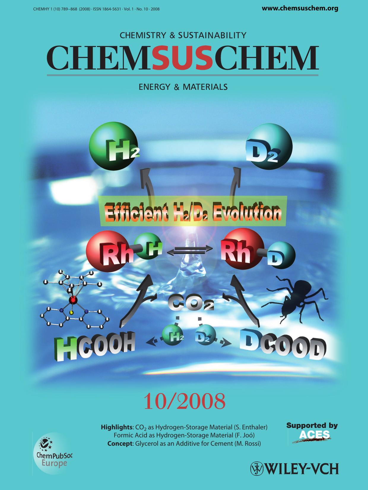 Cover Picture: Efficient Catalytic Decomposition of Formic Acid for the Selective Generation of H2 and HD Exchange with a Water-Soluble Rhodium Complex in Aqueous Solution (ChemSusChem 102008) by Unknown