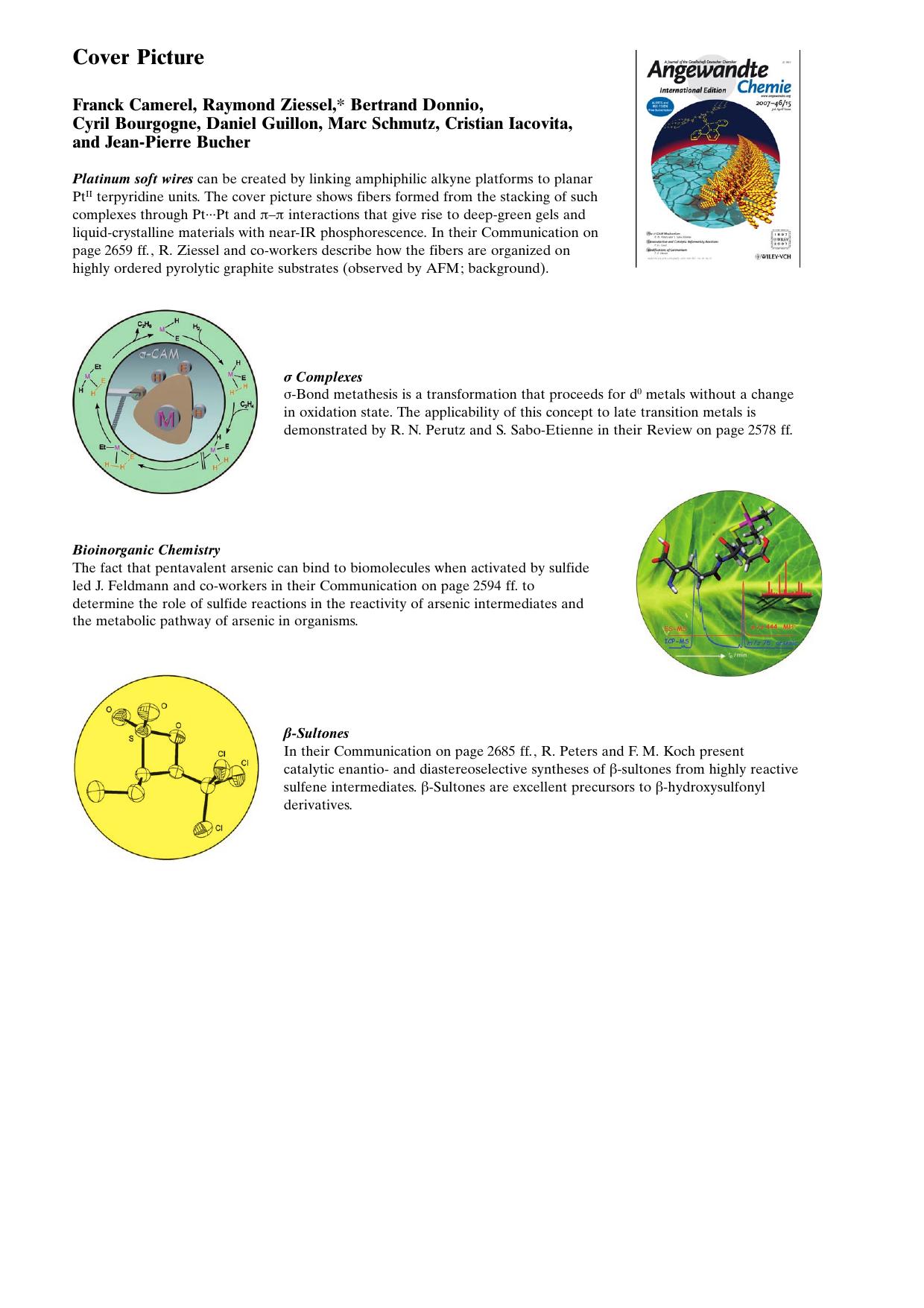 Cover Picture: Formation of Gels and Liquid Crystals Induced by Pt[sdot][sdot][sdot]Pt and [pi]-[pi]* Interactions in Luminescent [sigma]-Alkynyl Platinum(II) Terpyridine Complexes by Unknown