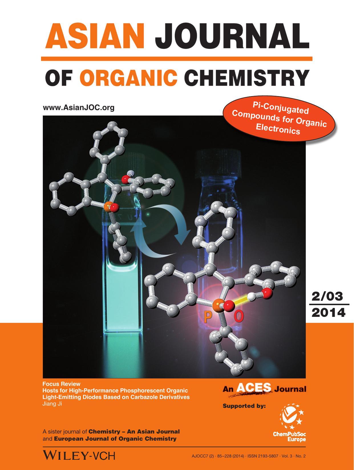 Cover Picture: HydroxyphenylSubstituted Benzophosphole Oxides: Impact of the Intramolecular Hydrogen Bond on the Fluorescence Properties (Asian J. Org. Chem. 22014) by Unknown