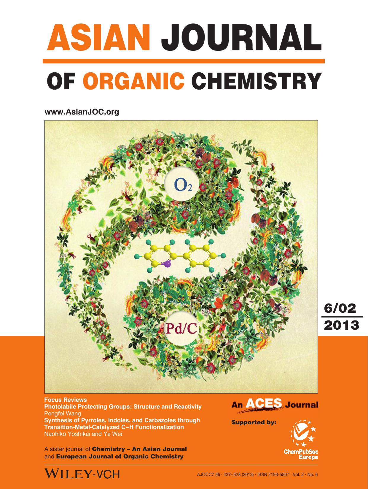 Cover Picture: Oxygenpromoted PalladiumonCarboncatalyzed Ligandfree Suzuki Reaction for the Synthesis of Heterobiaryls in Aqueous Media (Asian J. Org. Chem. 62013) by Unknown