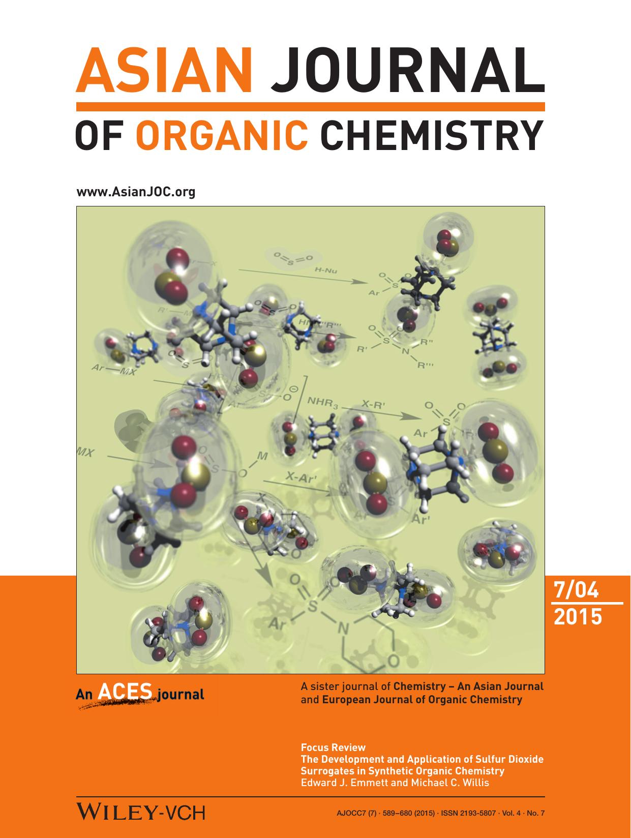 Cover Picture: The Development and Application of Sulfur Dioxide Surrogates in Synthetic Organic Chemistry (Asian J. Org. Chem. 72015) by Unknown