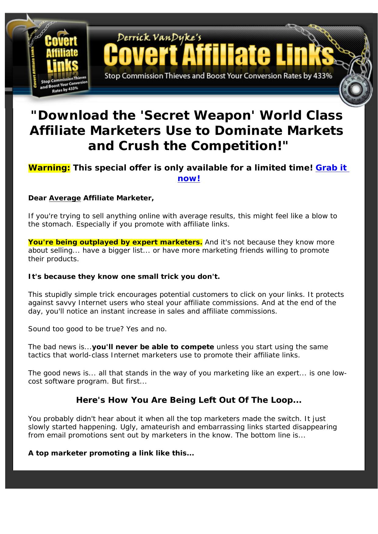 Covert Affiliate Links. by Best of Kuszter's Collection