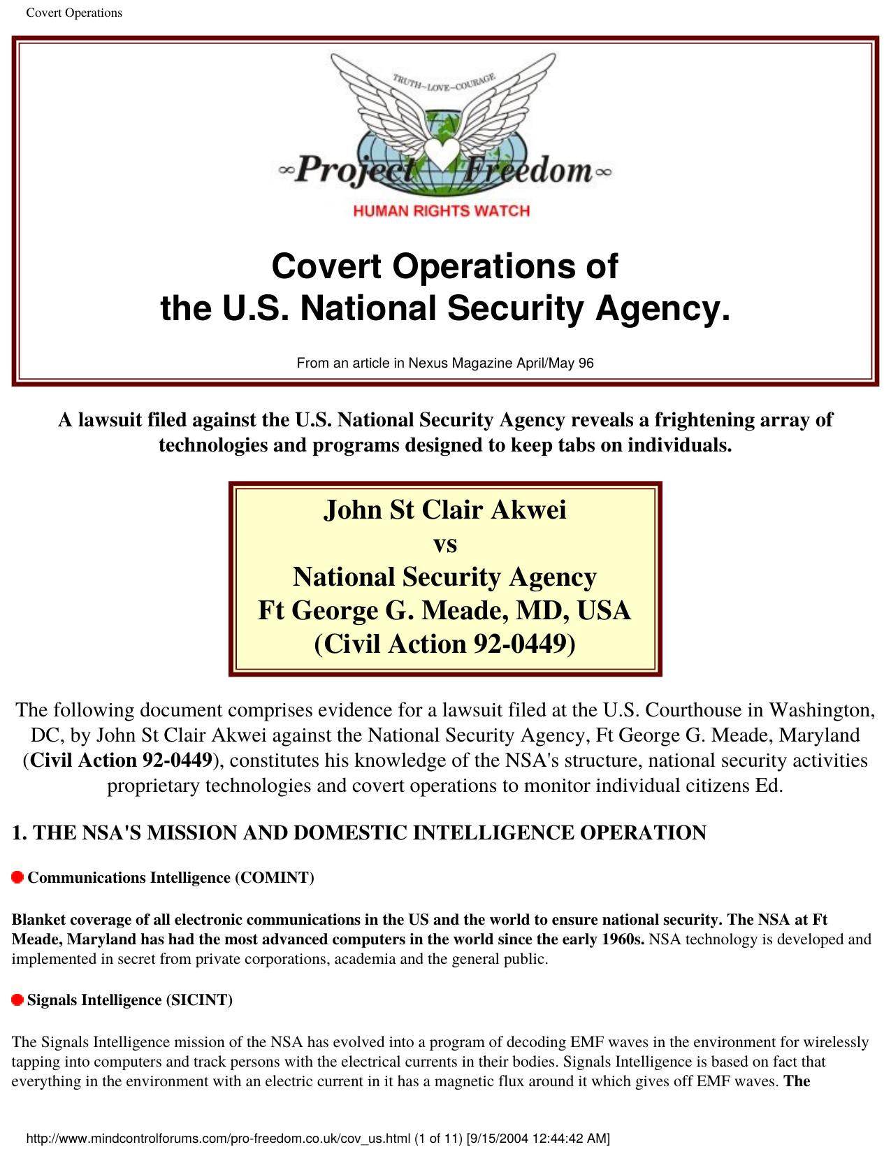 Covert Operations by mindcontrol] Covert operations of the NSA