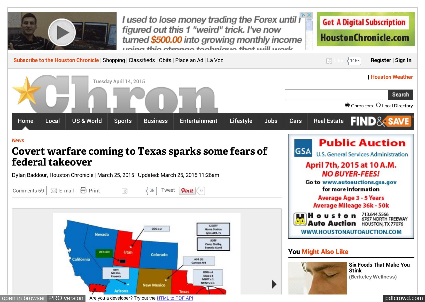 Covert warfare coming to Texas sparks some fears of federal takeover - Houston Chronicle by Unknown