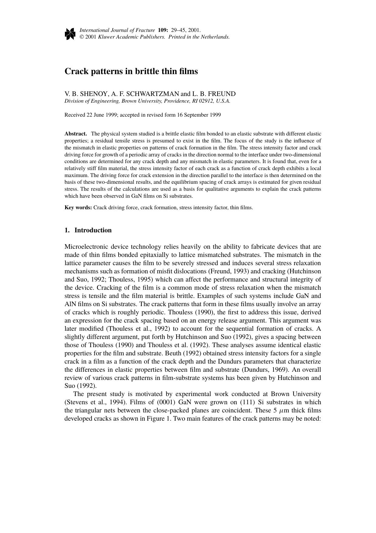 Crack patterns in brittle thin films by Unknown