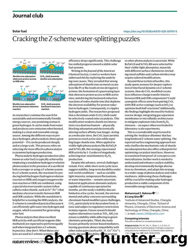 Cracking the Z-scheme water-splitting puzzles by Mohammad Z. Rahman & Liang Qiao