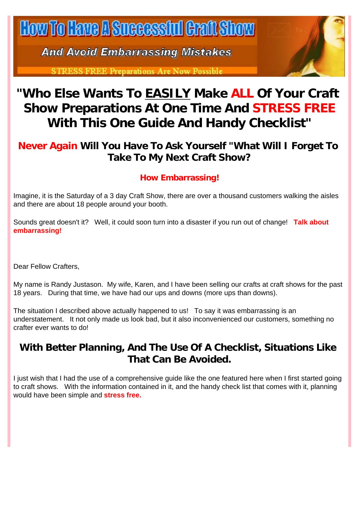 Craft Show Success - Stress Free Preps. by Best of Kuszter's Collection