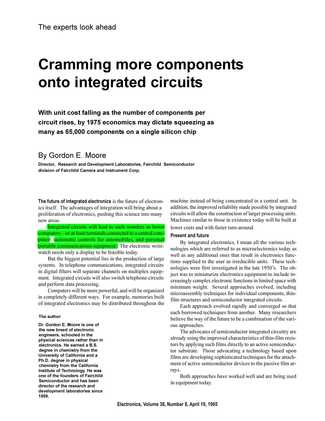 Cramming more components onto integrated circuits by Moore G