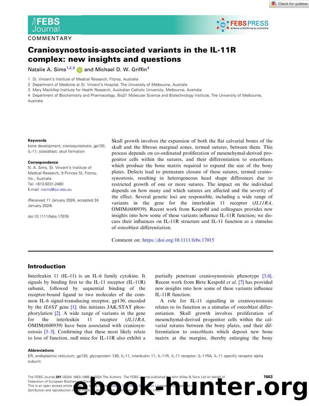 Craniosynostosisâassociated variants in the ILâ11R complex: new insights and questions by Unknown
