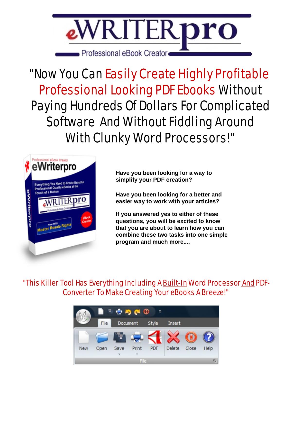 Create EBooks & Make Money With EWriter Pro Pdf Creator. by Best of Kuszter's Collection