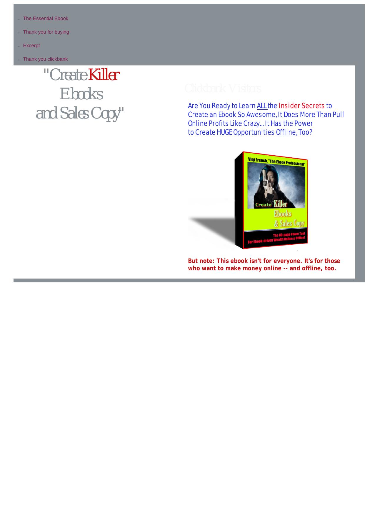 Create Killer Ebooks & Sales Copy - The Internet Marketing Power Tool! by Best of Kuszter's Collection