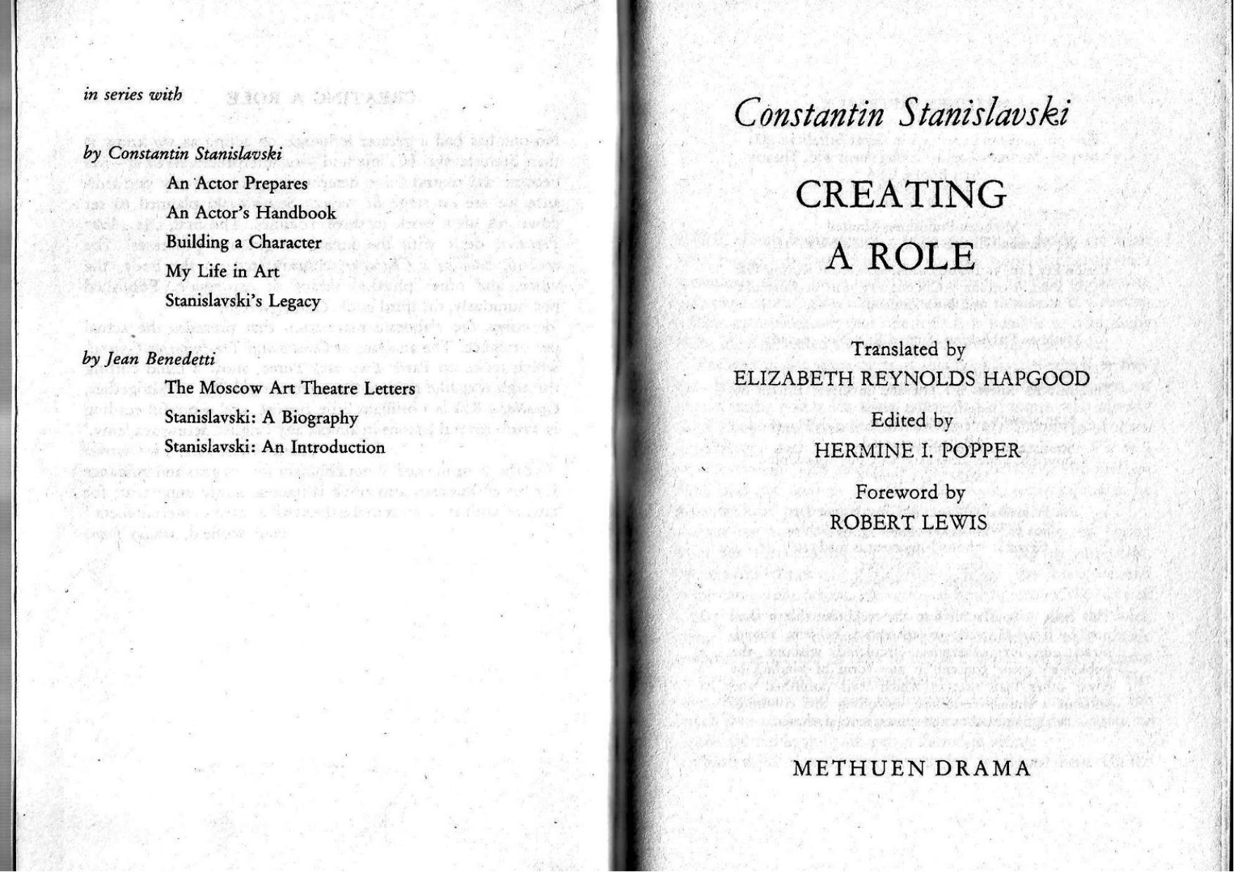 Creating A Role by Constantin Stanislavski