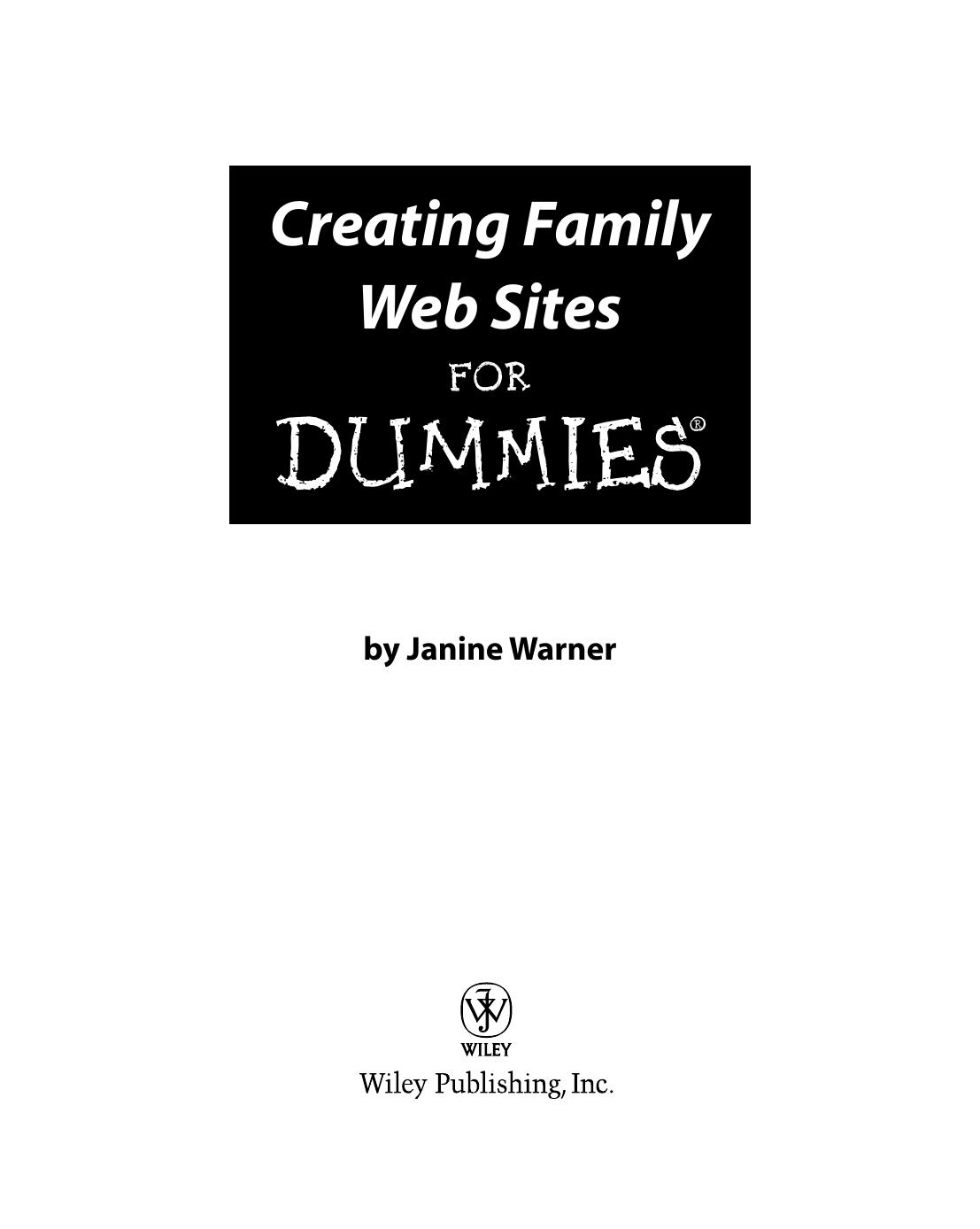 Creating Family Web Sites for DUMmIES by Unknown