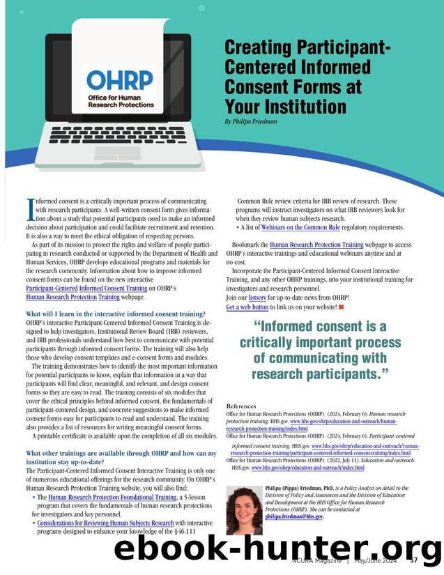 Creating Participant Centered Informed Consent Forms at Your Institution by NCURA Magazine May June 2024